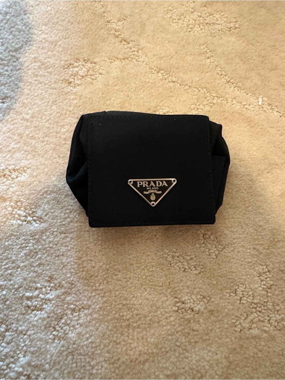 Prada Black Nylon Triangle Logo Mini Pouch/coin holder